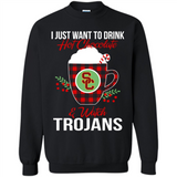 I Just Want To Drink Hot Chocolate & Watch USC Trojans Ugly Christmas Sweater PINGPONG