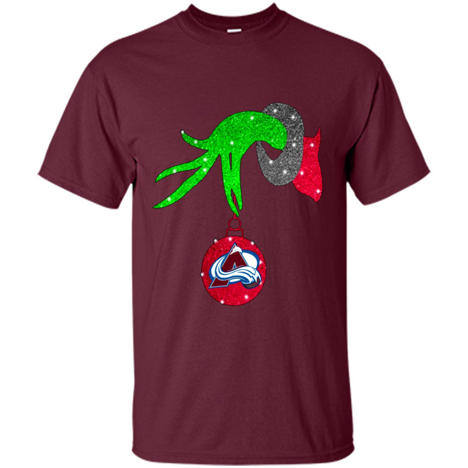 GRINCH HAND HOLDING COLORADO AVALANCHE GLITTER CHRISTMAS PINGPONG