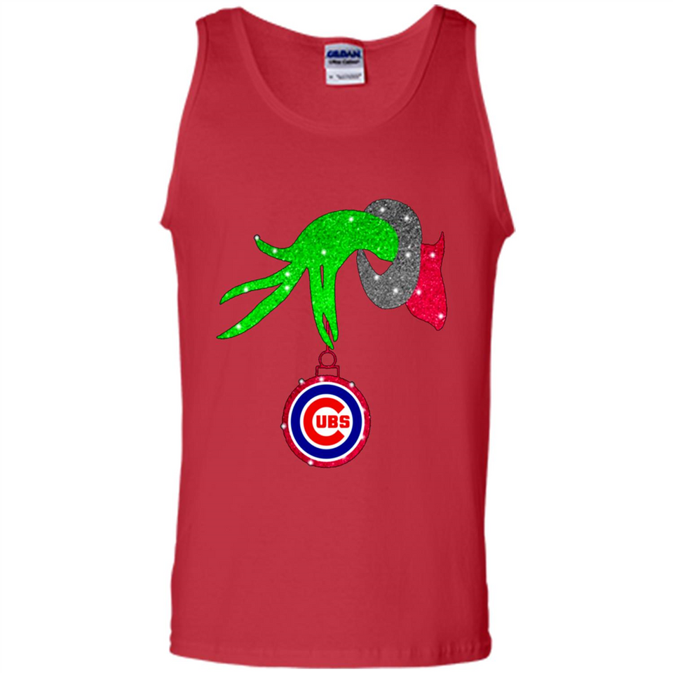GRINCH HAND HOLDING CHICAGO CUBS GLITTER CHRISTMAS PINGPONG