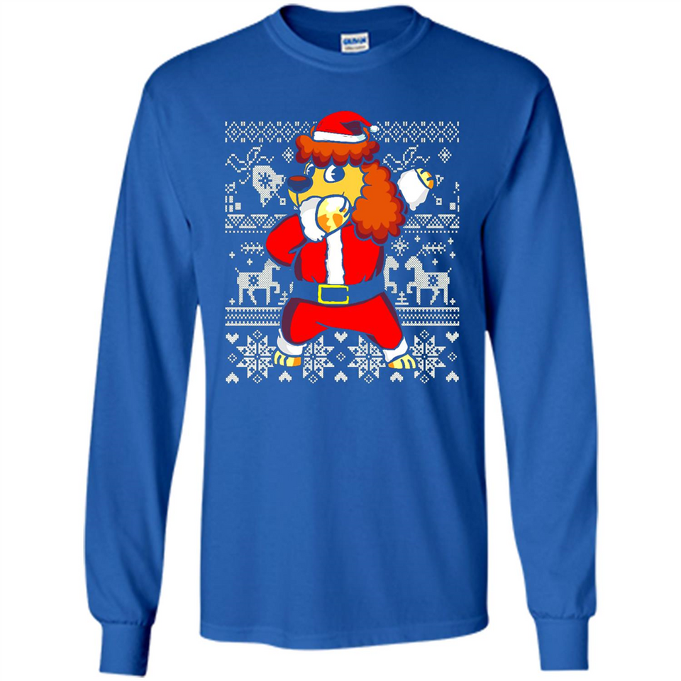 Dabbing Poodle Santa Christmas Holiday Sweatshirt - Long Sleeve T-Shirt