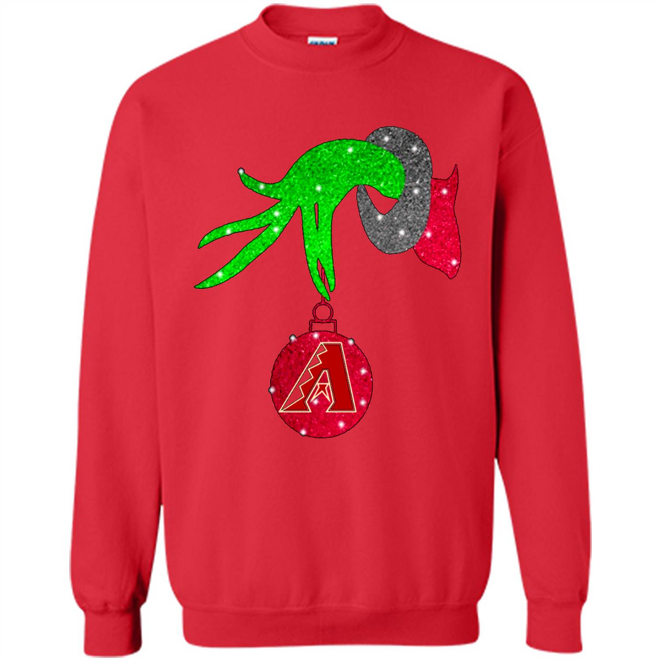 GRINCH HAND HOLDING ARIZONA DIAMONDBACKS GLITTER CHRISTMAS PINGPONG