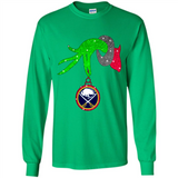 GRINCH HAND HOLDING BUFFALO SABRES GLITTER CHRISTMAS PINGPONG