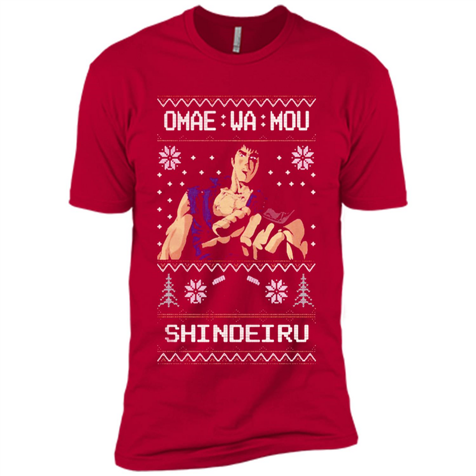Omae Wa Mou Shindeiru Ugly Christmas Sweater - Premium Short Sleeve T-Shirt