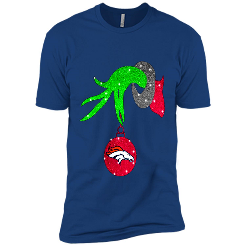 GRINCH HAND HOLDING DENVER BRONCOS GLITTER CHRISTMAS PINGPONG