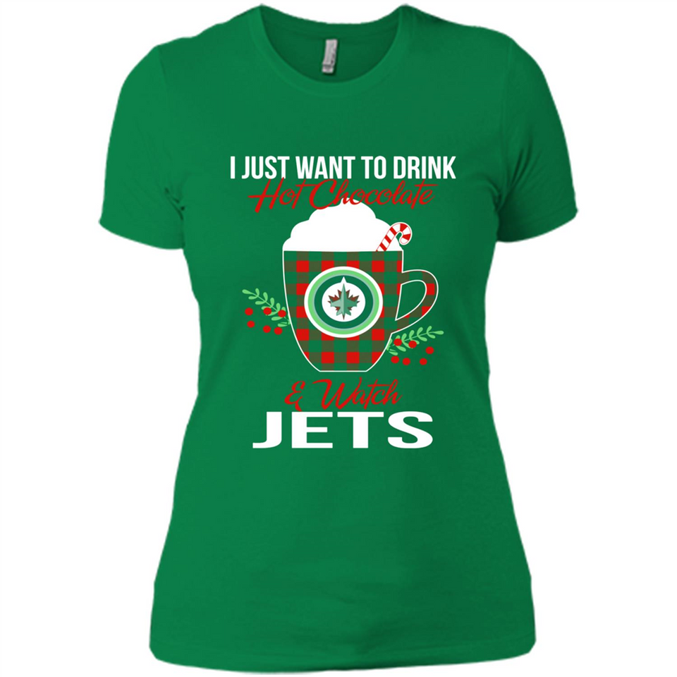 I Just Want To Drink Hot Chocolate & Watch Winnipeg Jets Ugly Christmas Sweater PINGPONG