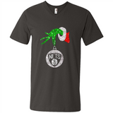 Fantastic Brooklyn Nets Glitter Grinch Monogram Ornament Christmas Gift - Men's V-Neck