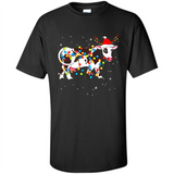 Christmas Lights Cow Wearing Santa Hat Funny Xmas Sweatshirt - Shirt