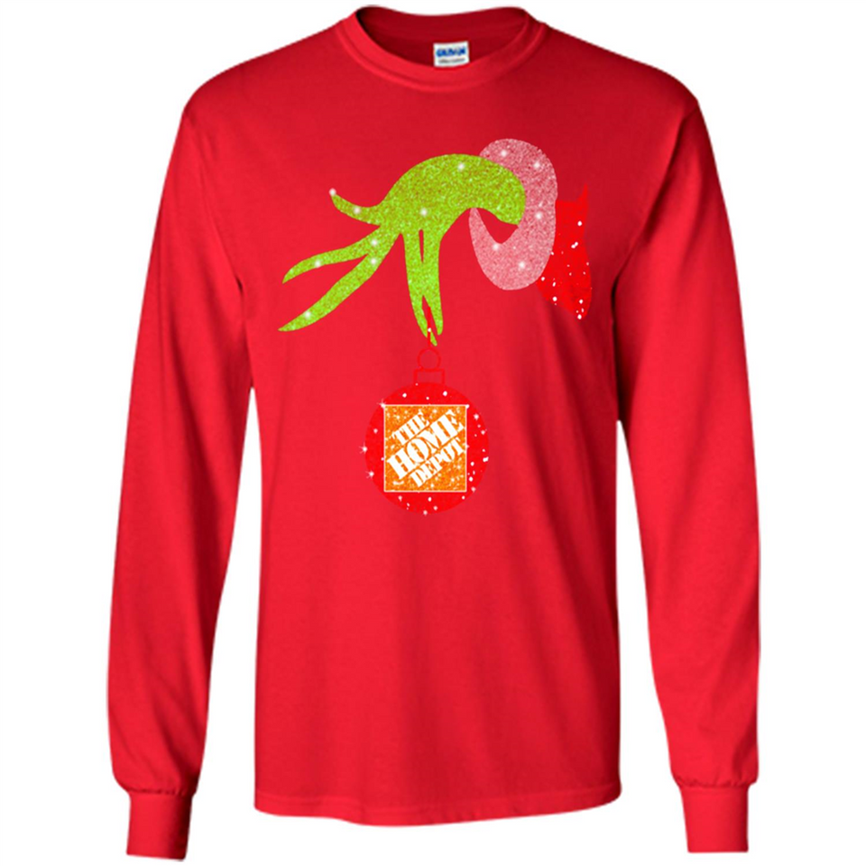 Grinch hand holding Logo HomeDepot Glitter Christmas - Long Sleeve T-Shirt