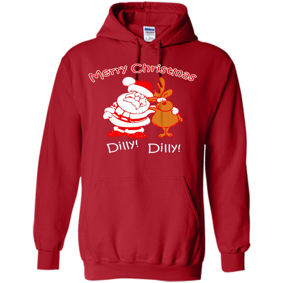 Christmas T-Shirt Santa And Reindeer Dilly Dilly - Hoodie