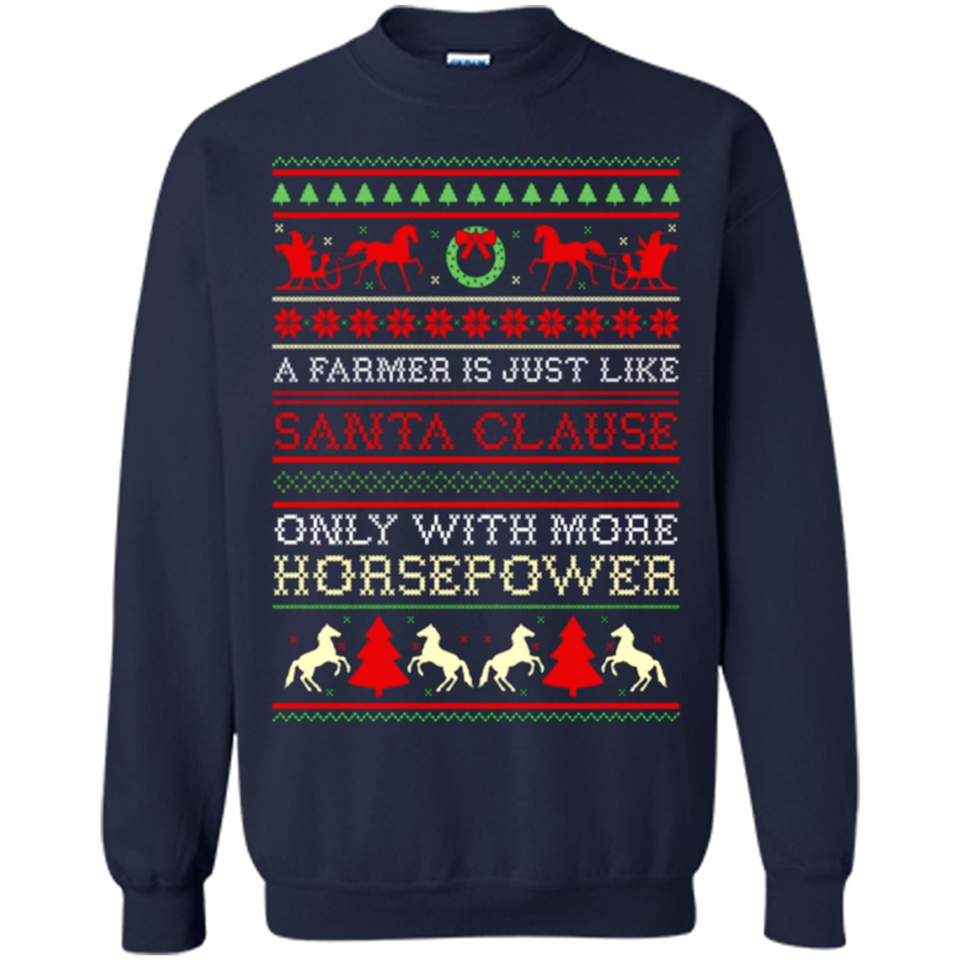 Funny Farmers Gift Ugly Santa Claus Horsepower - Sweatshirt