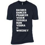 Dasher Dancer Prancer Vixen Tequila Rum Vodka Whiskey Reindeer Christmas T-Shirt - Premium Short Sleeve T-Shirt