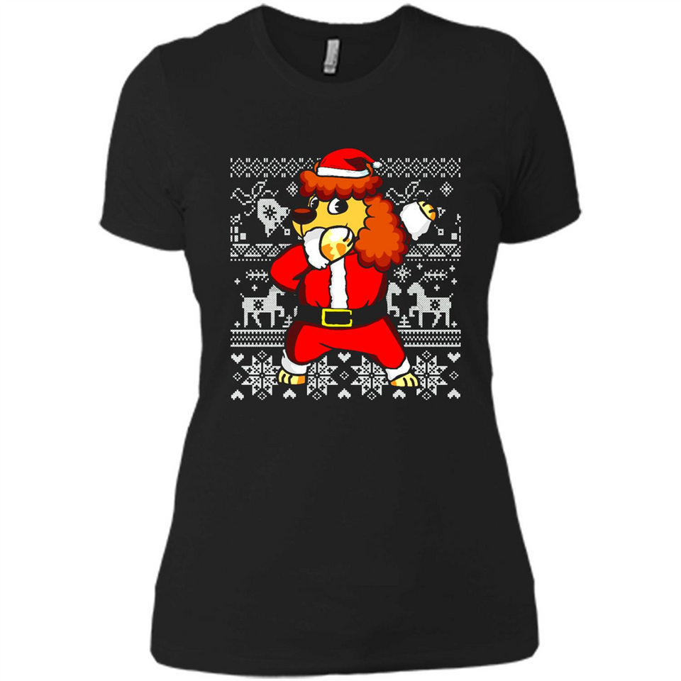 Dabbing Poodle Santa Christmas Holiday Sweatshirt - Ladies' Boyfriend T-Shirt