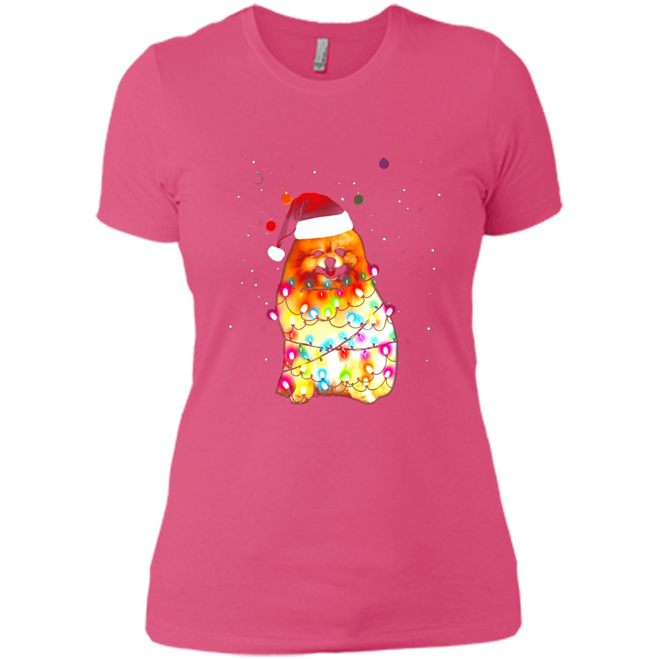 Pomeranian Santa Lights Christmas Dog Xmas Sweatshirt - Ladies' Boyfriend T-Shirt