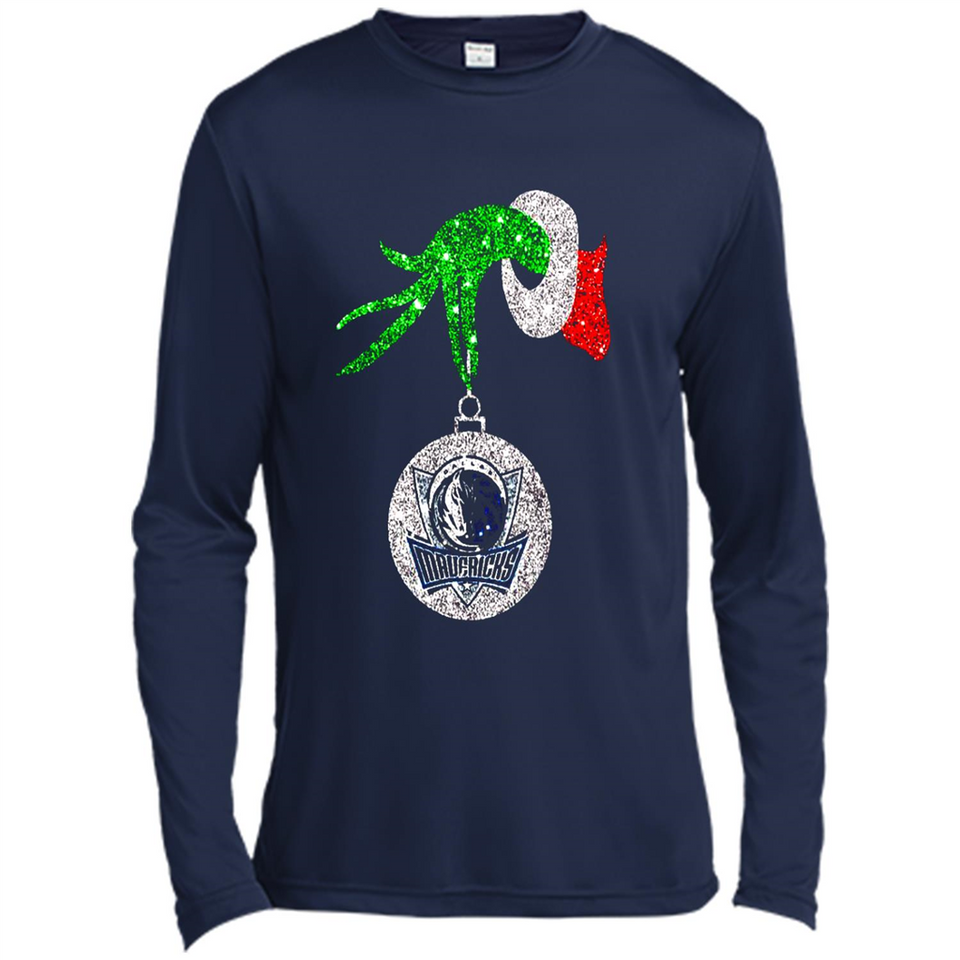 Amazing Dallas Mavericks Glitter Grinch Monogram Ornament Christmas Gift - Canvas Long Sleeve T-Shirt