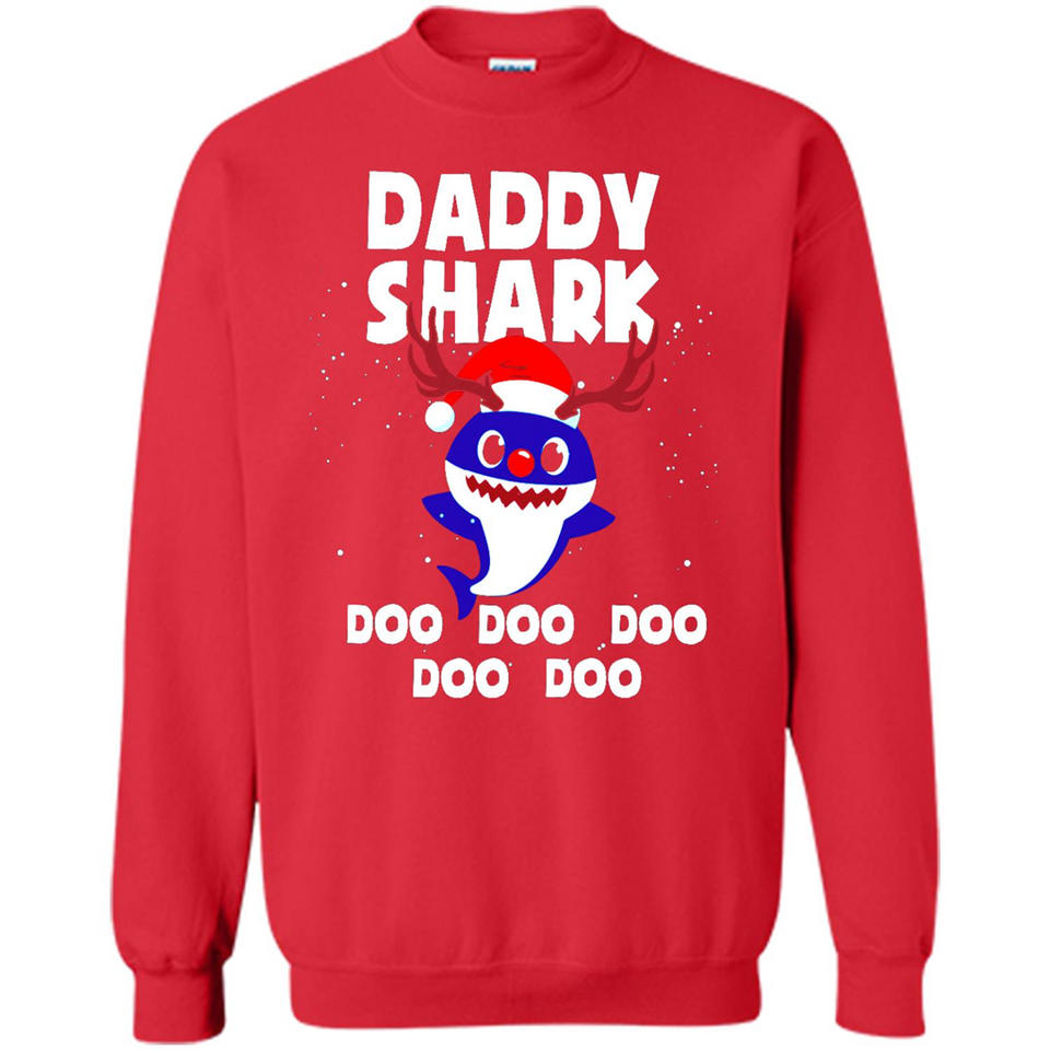 Daddy Shark Costume Reindeer Funny Christmas T-Shirt - Sweatshirt