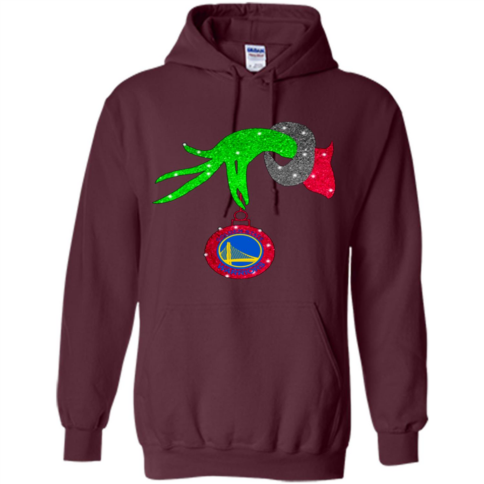 GRINCH HAND HOLDING GOLDEN STATE WARRIORS GLITTER CHRISTMAS PINGPONG