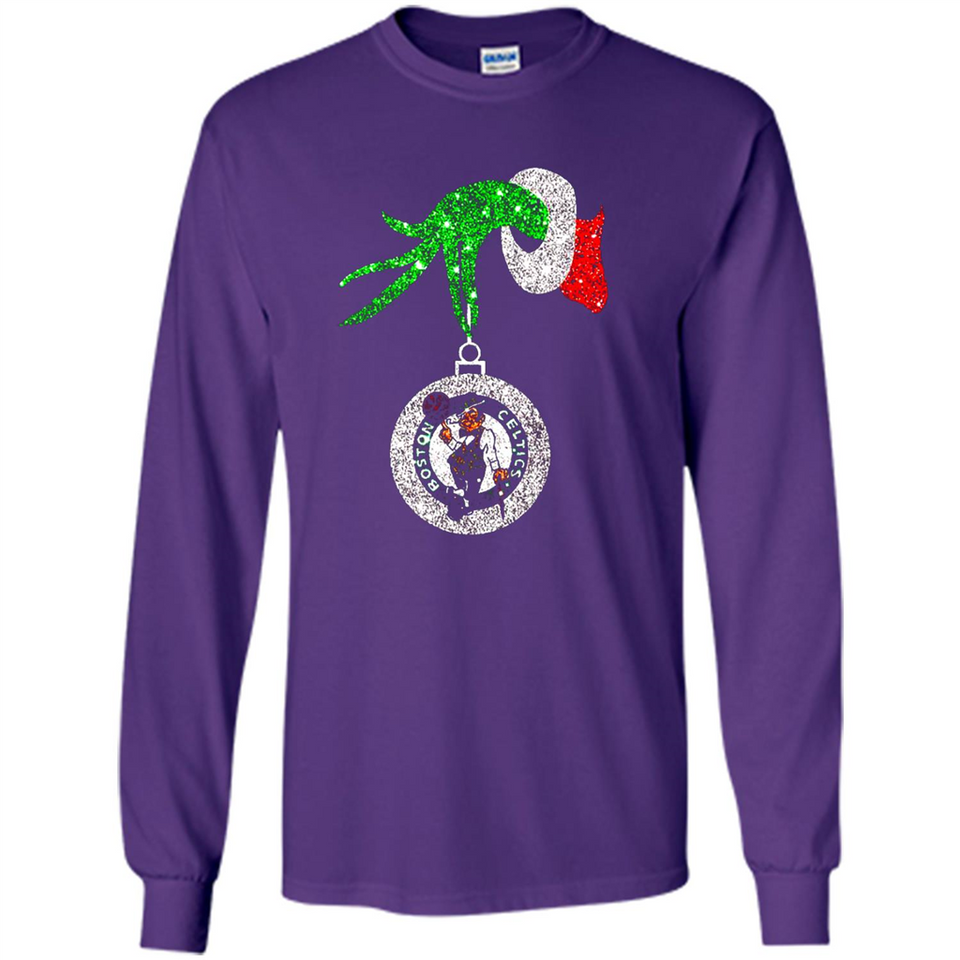 Amazing shirt Boston Celtics Glitter Grinch Monogram Ornament Christmas Gift - Long Sleeve T-Shirt