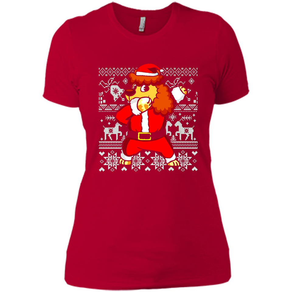 Dabbing Poodle Santa Christmas Holiday Sweatshirt - Ladies' Boyfriend T-Shirt