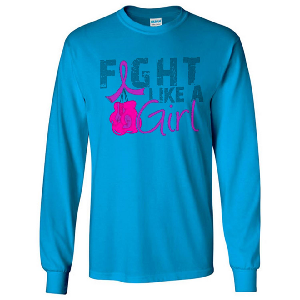 Fight Like A Girl Breast Cancer Awareness - Long Sleeve T-Shirt