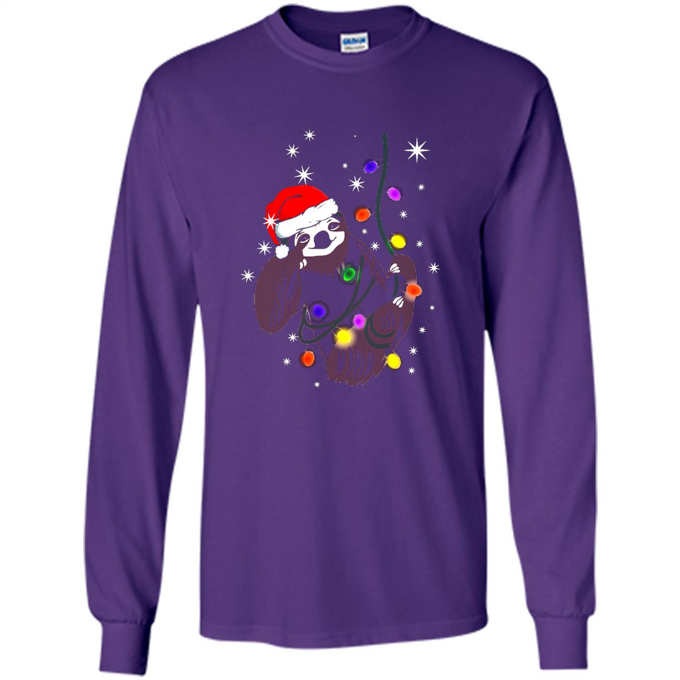 Cute Christmas Choloepus Sloth Santa Led Light Mug - Long Sleeve T-Shirt