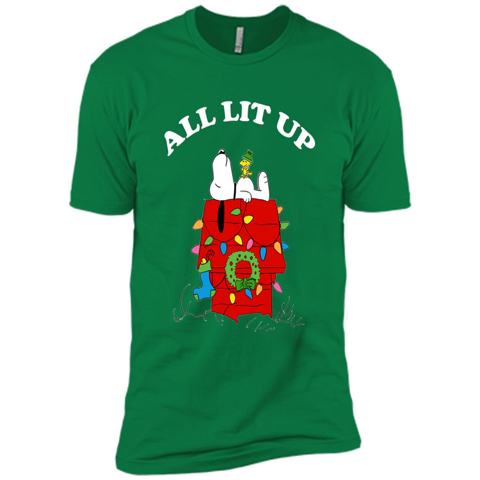 Peanuts By Schulz Snoopy Young Men_s Christmas SweatShirt - Premium Short Sleeve T-Shirt