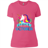 Unicorns are born in October Birthday Rainbow Gift Ladies Custom