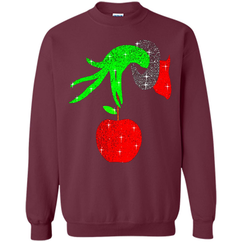 Christmas The Grinch Hand Holding Apple Ornament sweater - Sweatshirt
