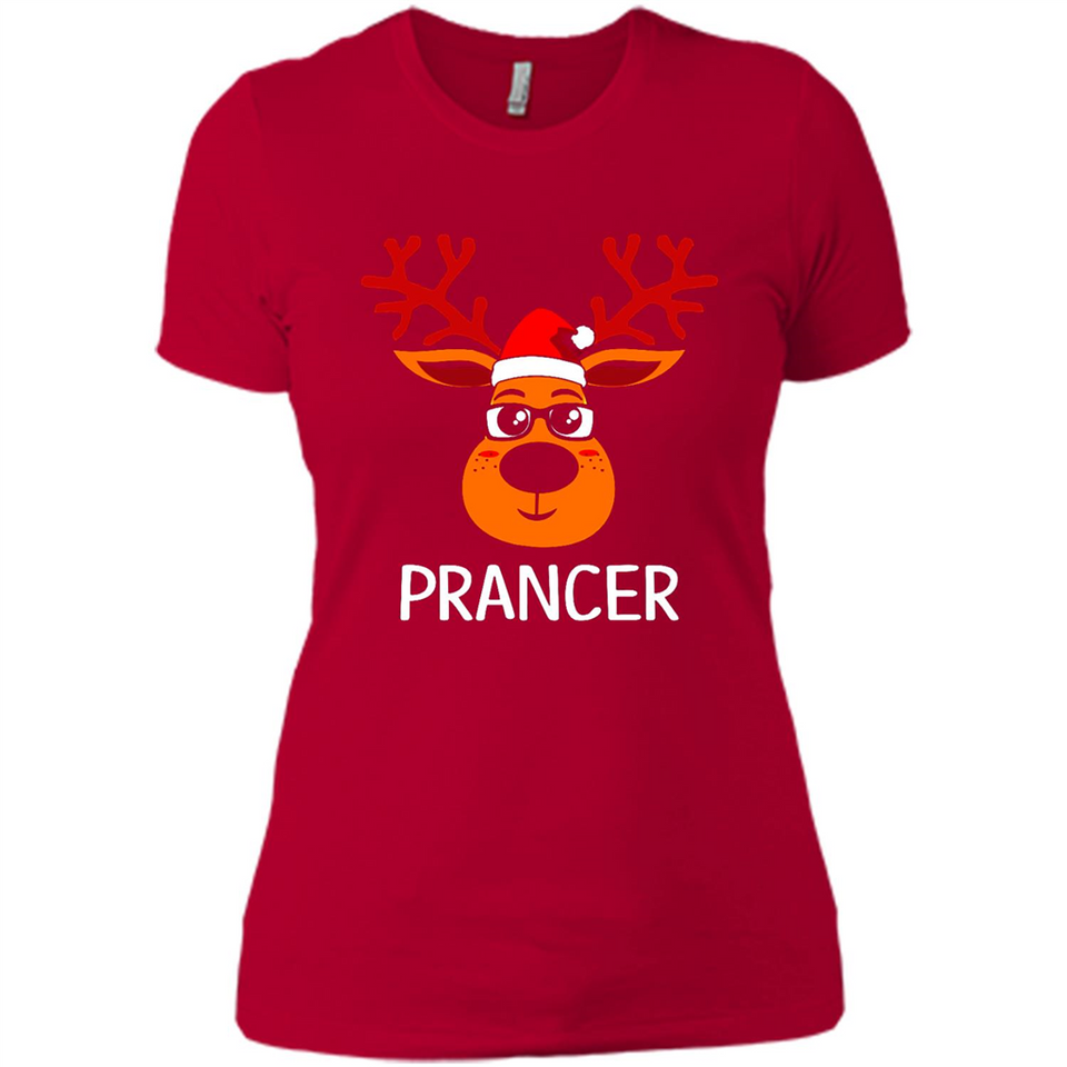 Prancer Reindeer Santa Claus Funny Xmas Holiday T-Shirt - Ladies' Boyfriend T-Shirt