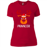 Prancer Reindeer Santa Claus Funny Xmas Holiday T-Shirt - Ladies' Boyfriend T-Shirt