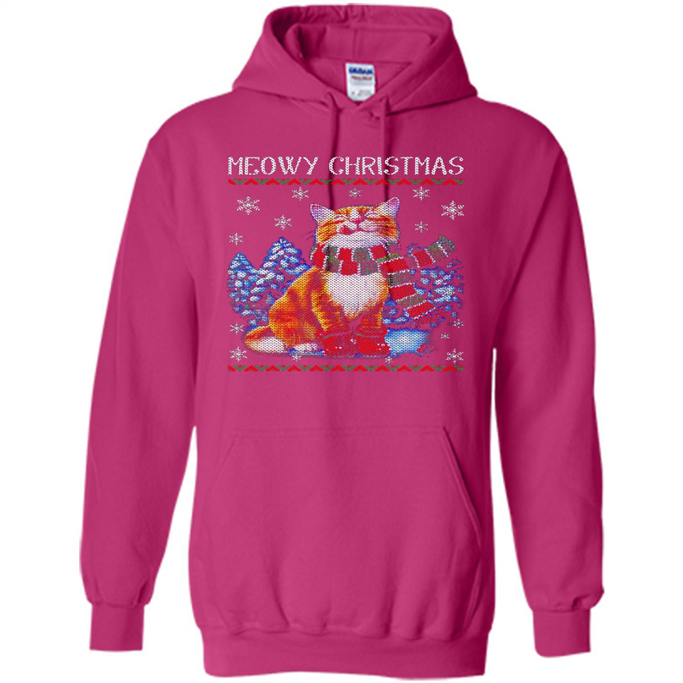 Christmas Ugly Sweater Cat With Christmas Meowy Chritstmas - Hoodie