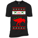 Dinosaur and Santa Clause Ugly Christmas Sweater - Premium Short Sleeve T-Shirt