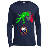 GRINCH HAND HOLDING BUFFALO SABRES GLITTER CHRISTMAS PINGPONG