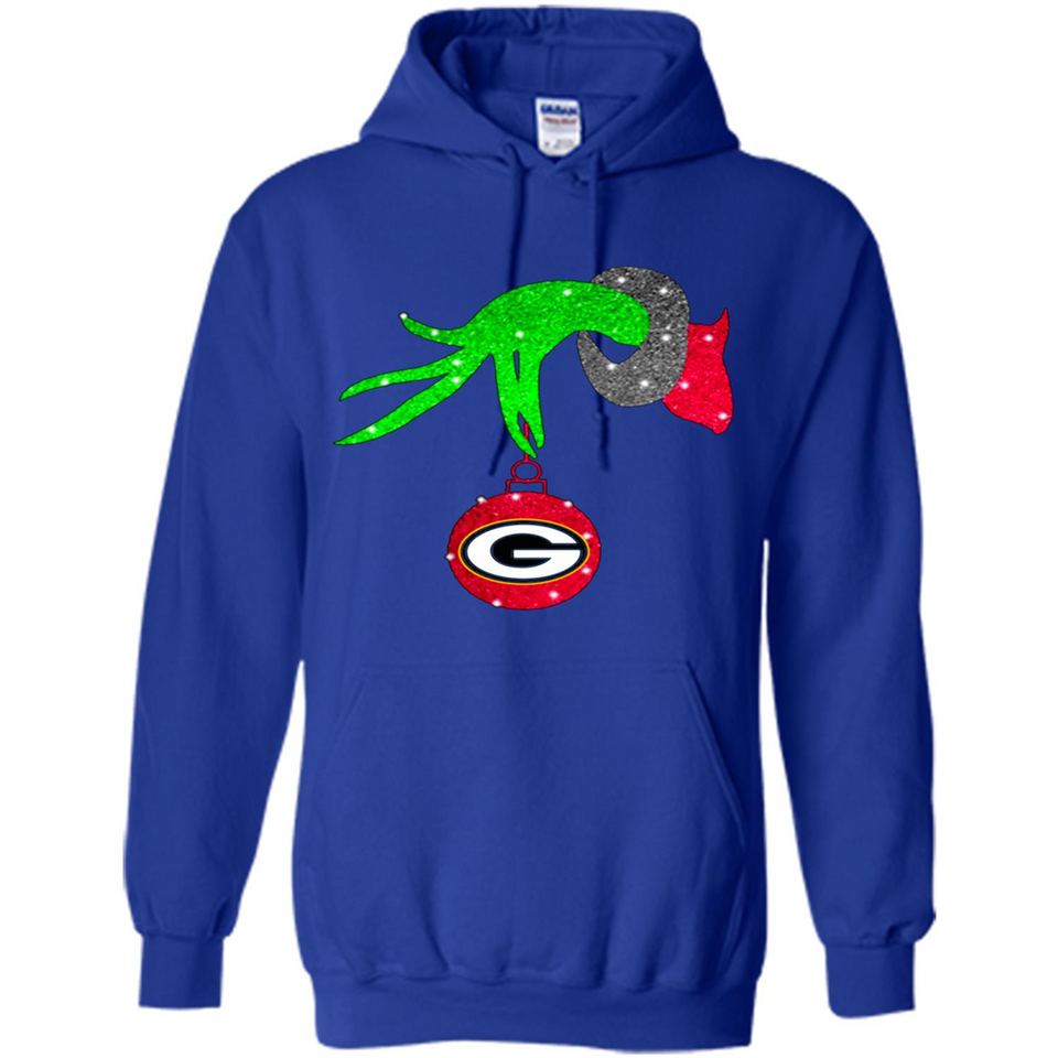GRINCH HAND HOLDING GREEN BAY PACKERS GLITTER CHRISTMAS PINGPONG