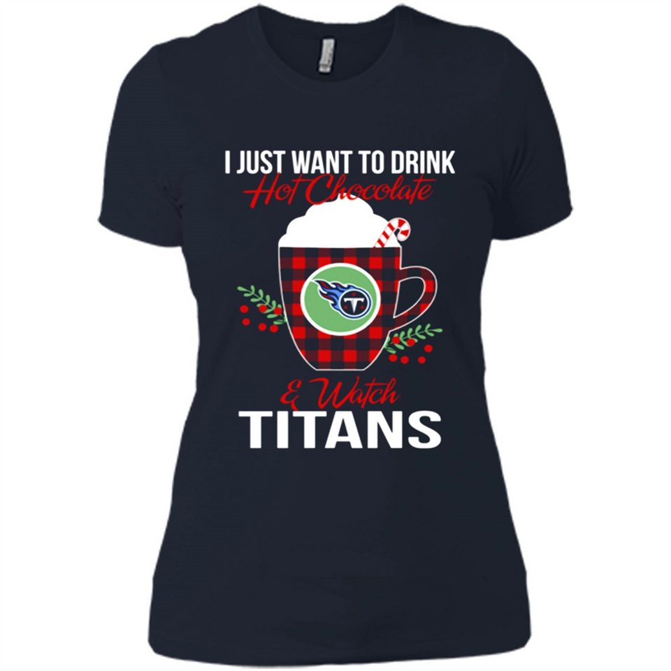 I Just Want To Drink Hot Chocolate & Watch Tennessee Titans Ugly Christmas Sweater PINGPONG