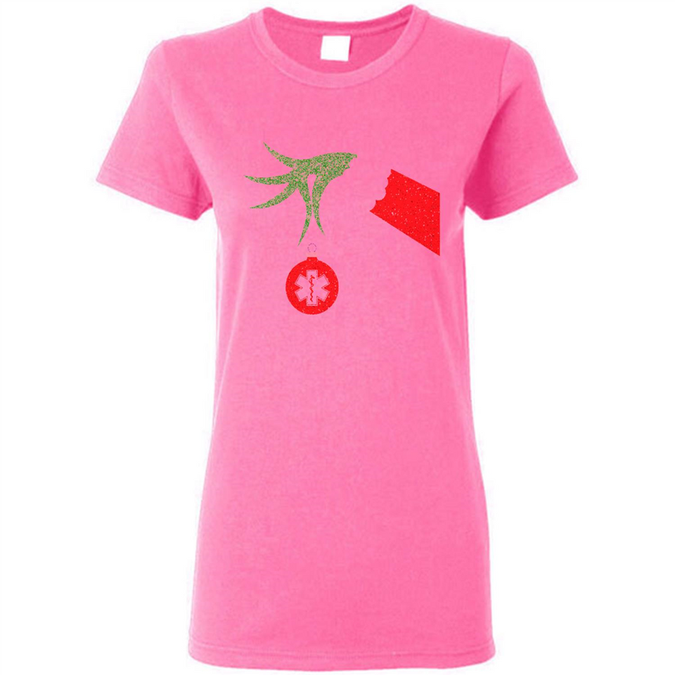 Funny Grinch Hand holding Doctor ornament Christmas Sporty T-Shirt - Ladies Short-Sleeve
