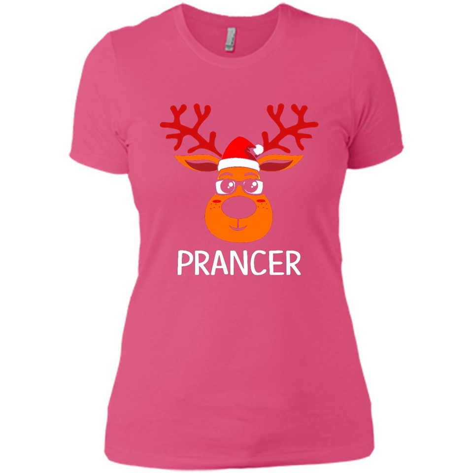 Prancer Reindeer Santa Claus Funny Xmas Holiday T-Shirt - Ladies' Boyfriend T-Shirt