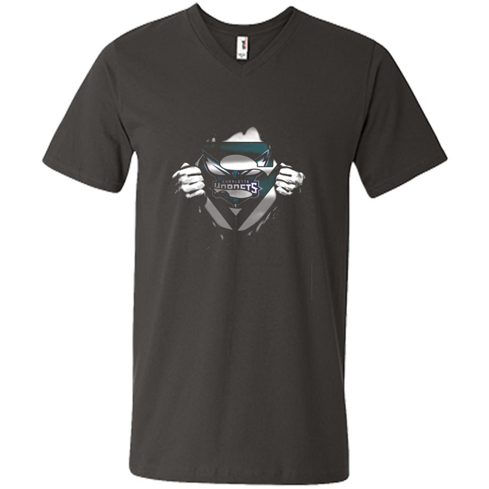 Charlotte Hornets And Superman Fans - Men's V-Neck