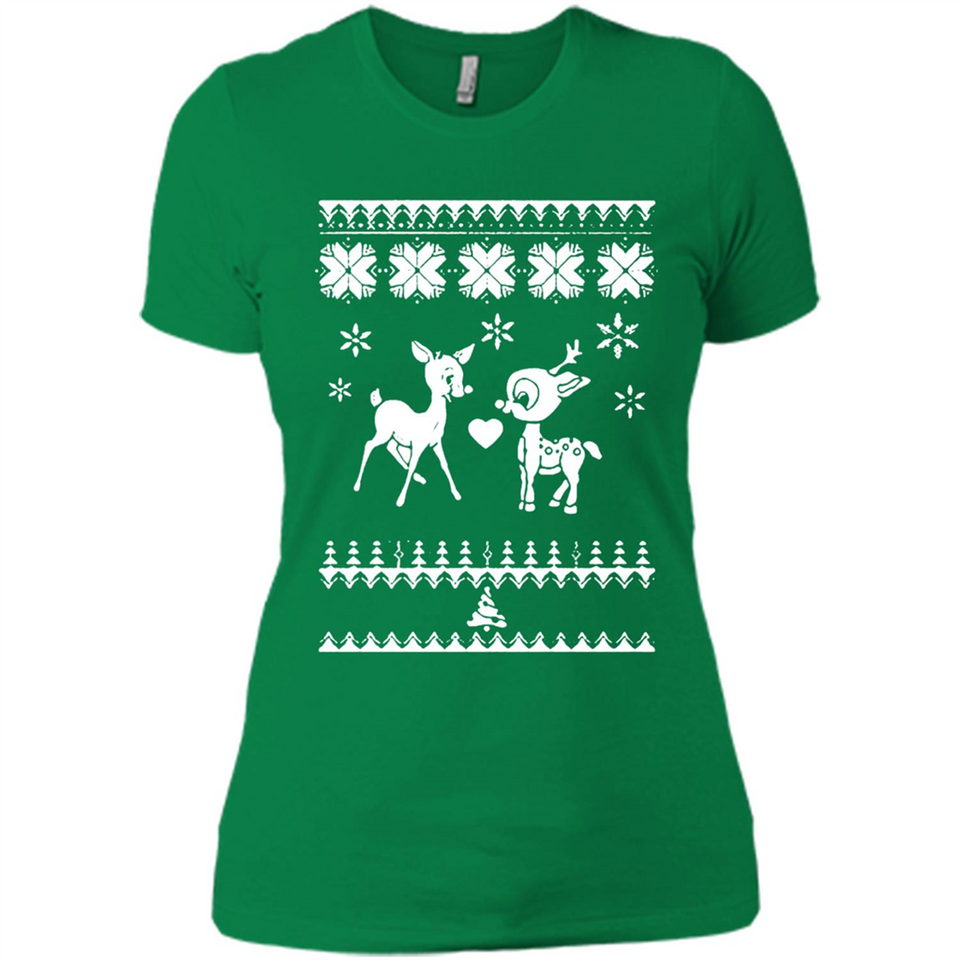 Rudolph and Clarice Ugly Christmas Sweater - Ladies' Boyfriend T-Shirt