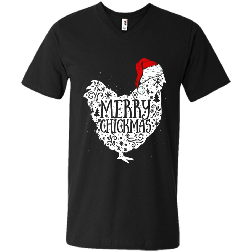 Chicken Christmas T Shirt Merry Chickmas Santa Claus Gifts - Men's V-Neck