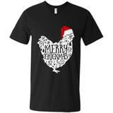 Chicken Christmas T Shirt Merry Chickmas Santa Claus Gifts - Men's V-Neck