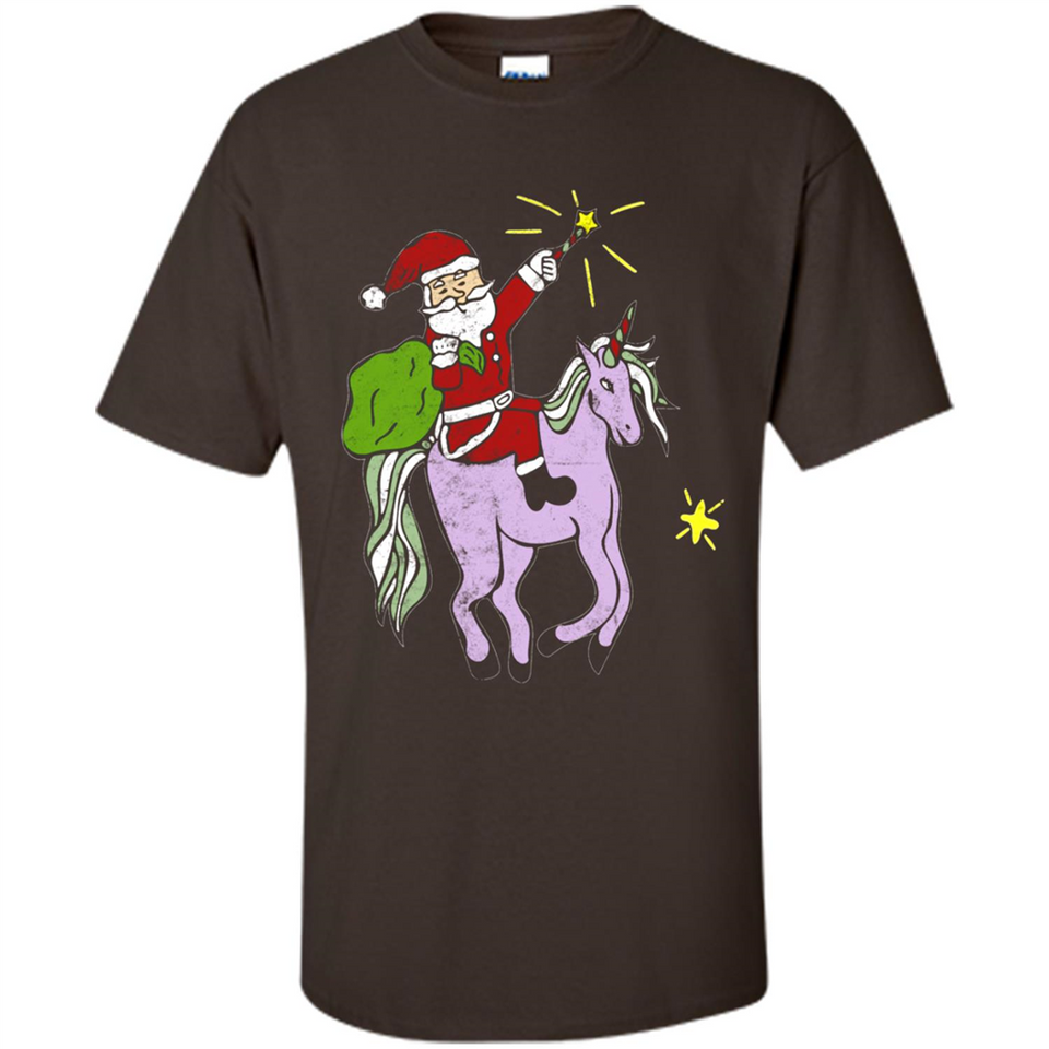 Distressed Retro Santa Riding Unicorn - Shirt