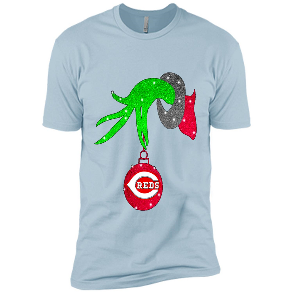 GRINCH HAND HOLDING CINCINNATI REDS GLITTER CHRISTMAS PINGPONG