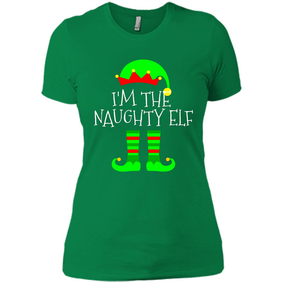 Matching Family Christmas Shirt Funny I'm The Naughty Elf Black mugs PINGPONG - Ladies' Boyfriend T-Shirt