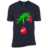 GRINCH HAND HOLDING DETROIT RED WINGS GLITTER CHRISTMAS PINGPONG