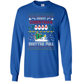 Merry Christmas Shitter Full Christmas Tree Snowman Sweater PINGPONG - Long Sleeve T-Shirt