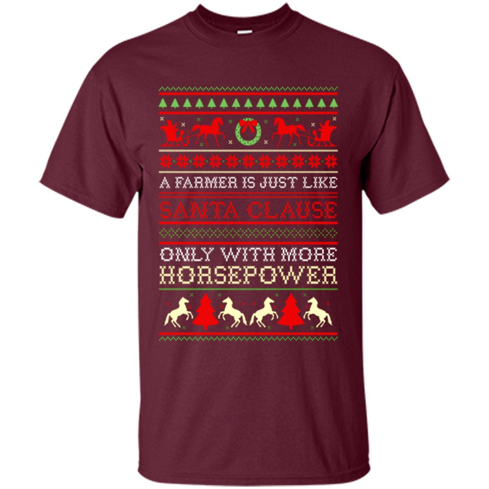 Funny Farmers Gift Ugly Santa Claus Horsepower - Shirt