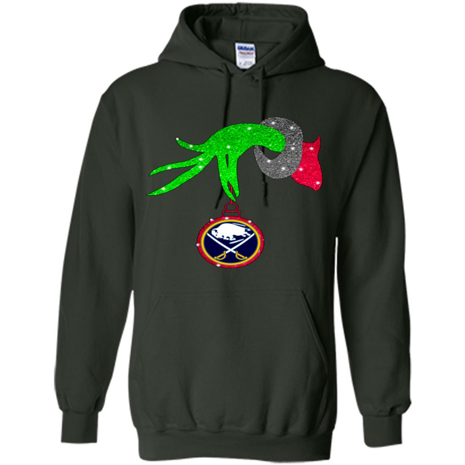 GRINCH HAND HOLDING BUFFALO SABRES GLITTER CHRISTMAS PINGPONG
