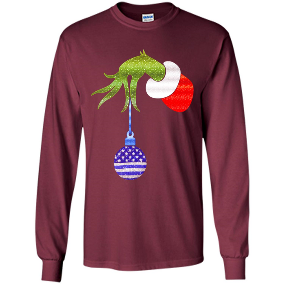 Grinch Holding American Flag ornament Christmas