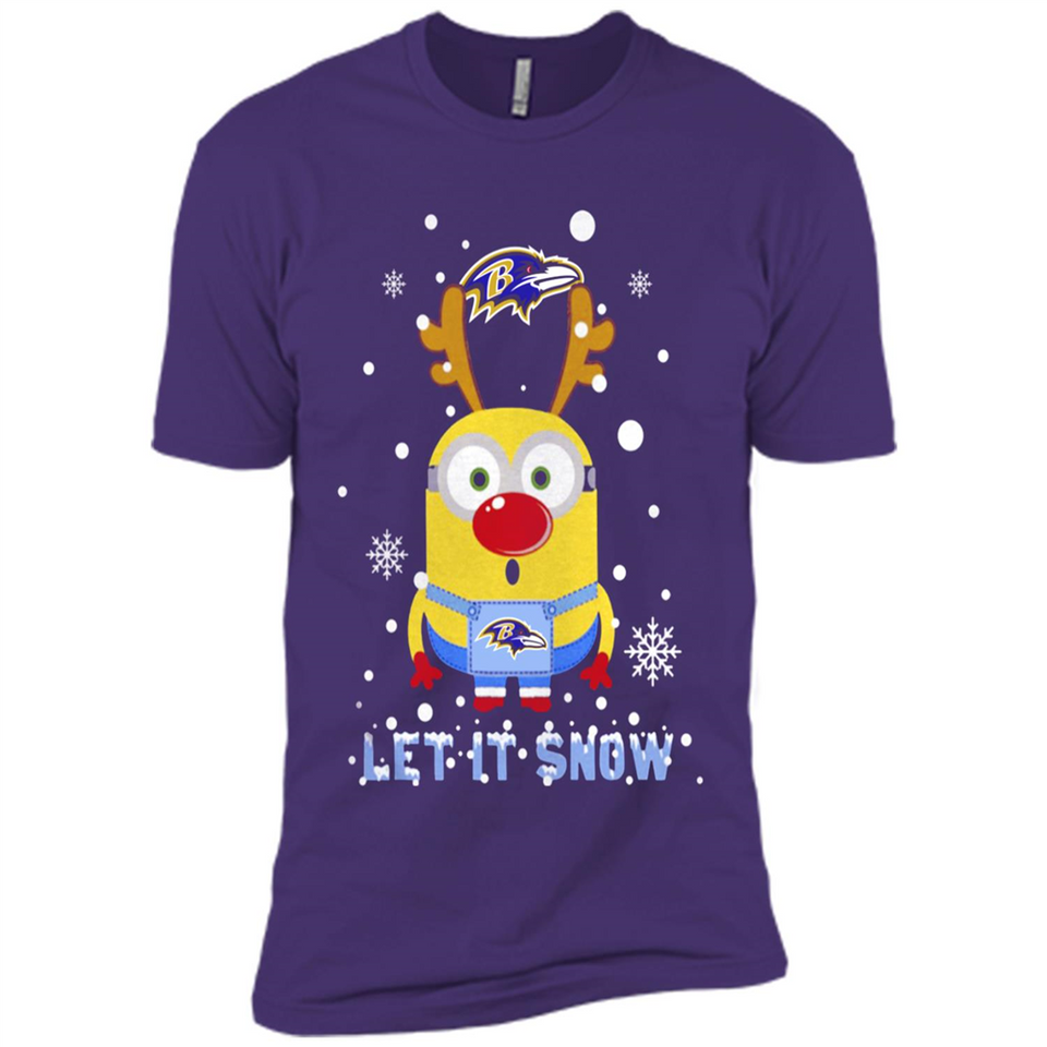 Minion Baltimore Ravens Ugly Christmas Sweater Let it Snow - Premium Short Sleeve T-Shirt