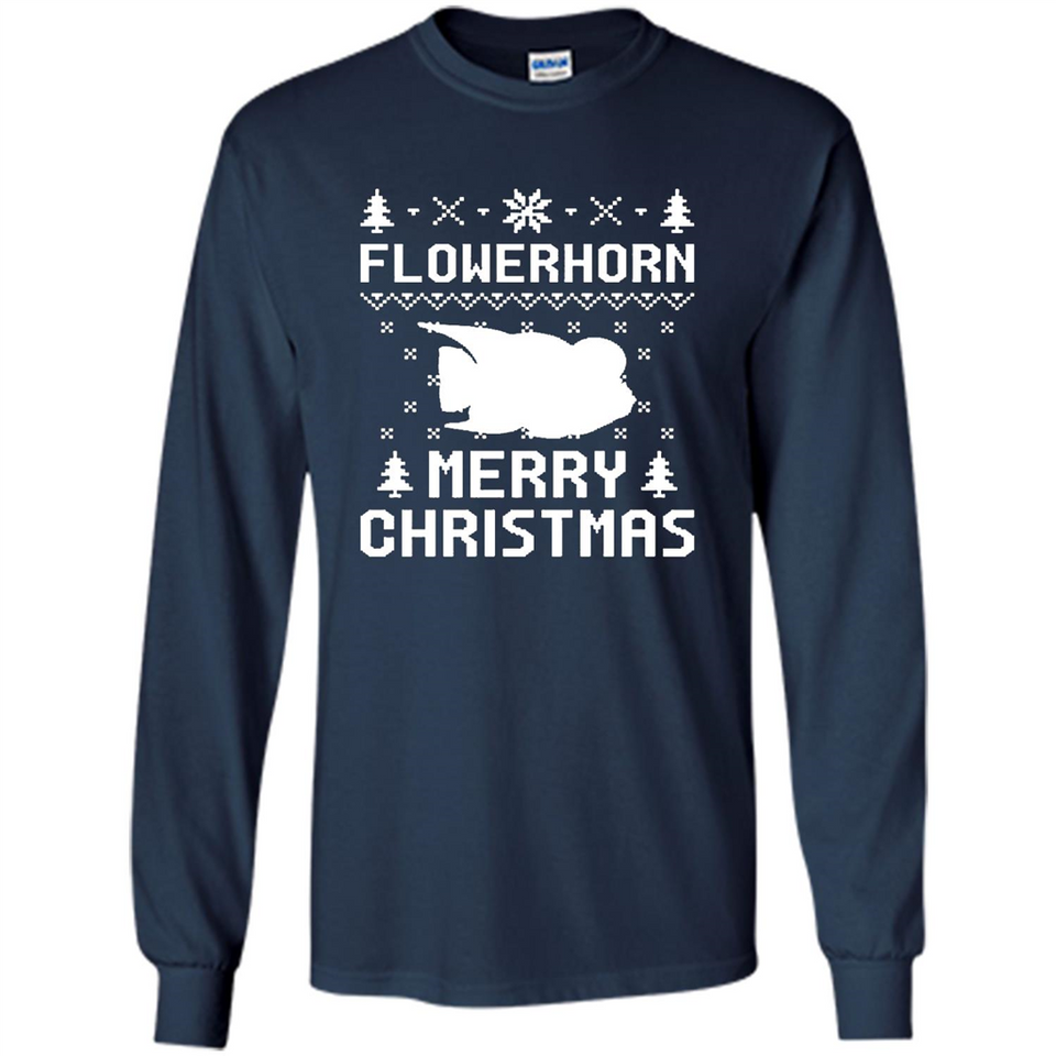 Flowerhorn Christmas T-shirt, Ugly Christmas Sweater - Long Sleeve T-Shirt